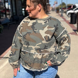 Camo Printed Tiered Ruffled Top