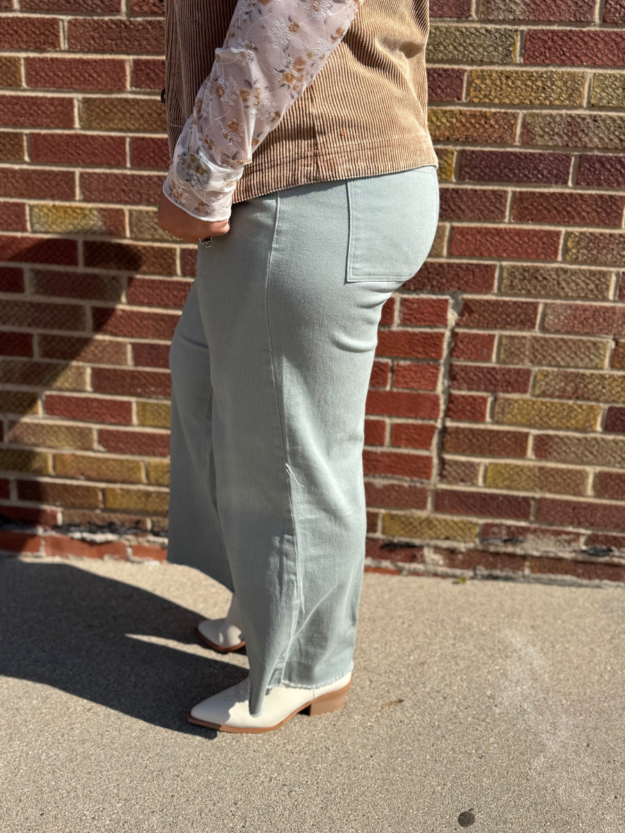 Plus Cotton Twill Wide Pant