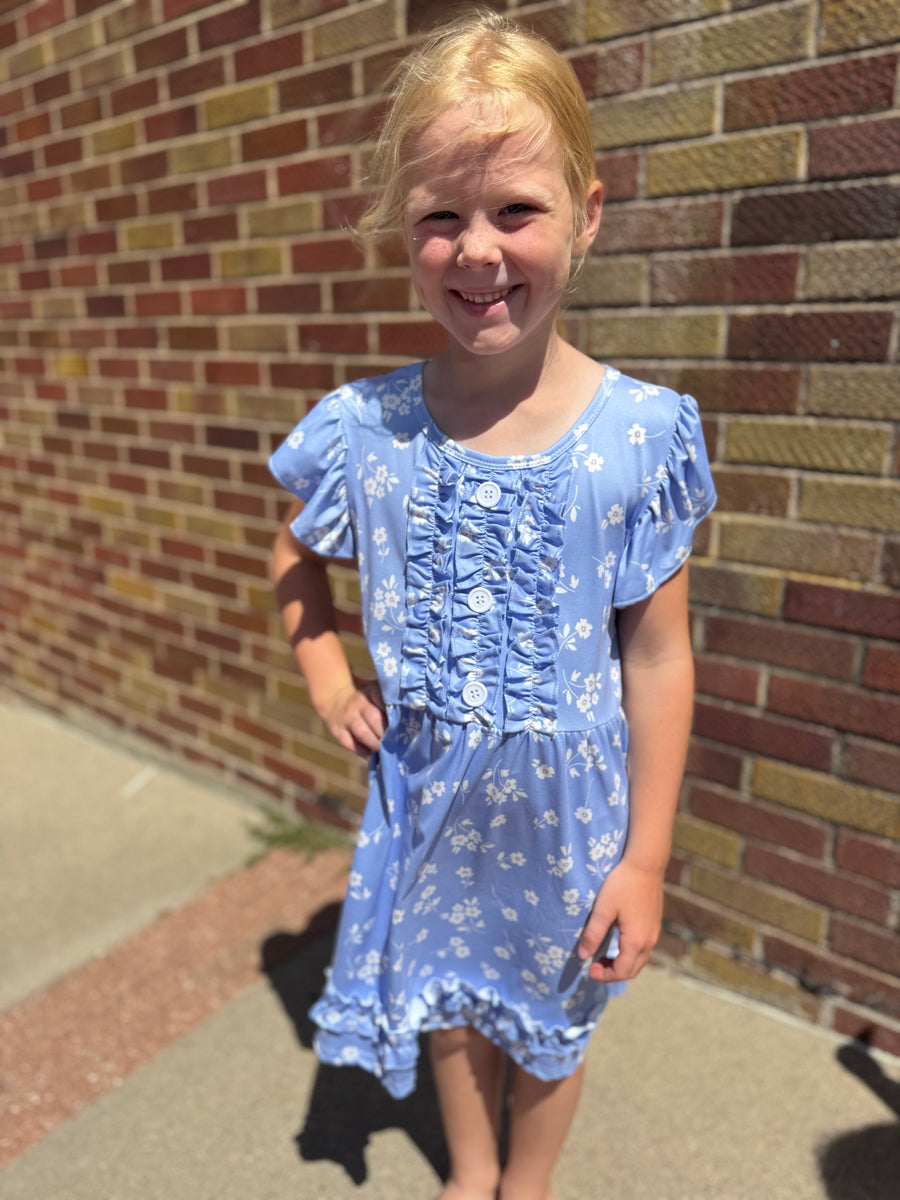 Girls Periwinkle Dainty Flower Dress