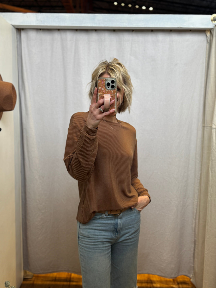 Corded Knit Long Sleeve Top