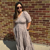 Taupe Floral Maxi Dress