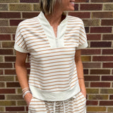 Stripe Half Zip Knit Top