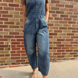 Vintage Washed Denim Barrell Overalls