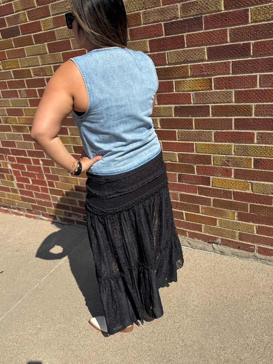 Three Button Denim Vest