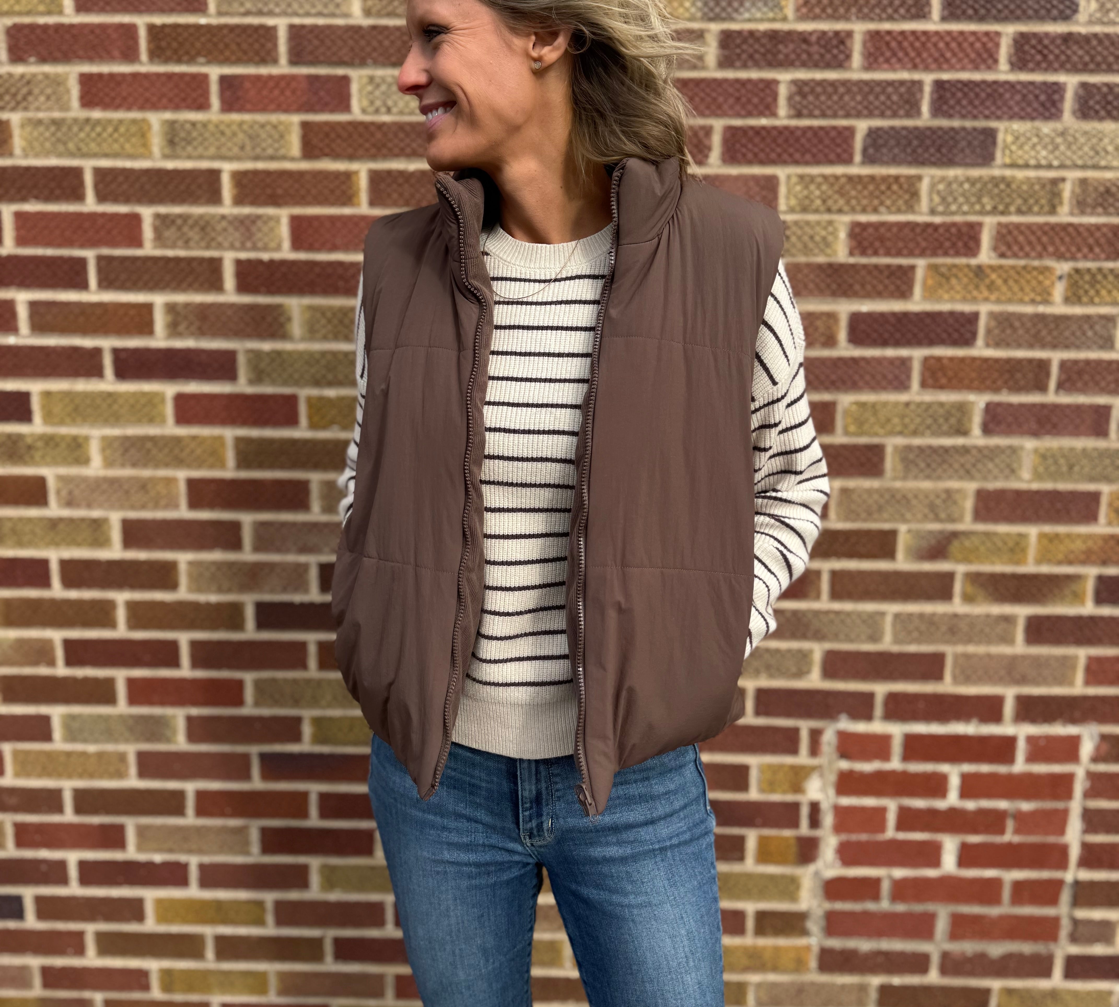 Corduroy Reversible Puffer Vest