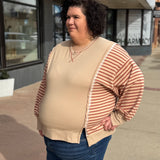 Plus Oversized Striped Casual Knit Top