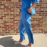 French Terry Color Contrast Ribbed Pant