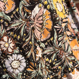 V Neck Black Floral Print Top