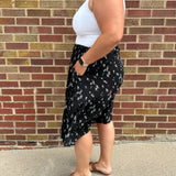Plus Ditsy Woven Pocket Midi Skirt