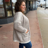 Open Front Cardigan with Stitching Detail