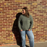 Contrast Ribbed Chest Pocket Pullover Sweater