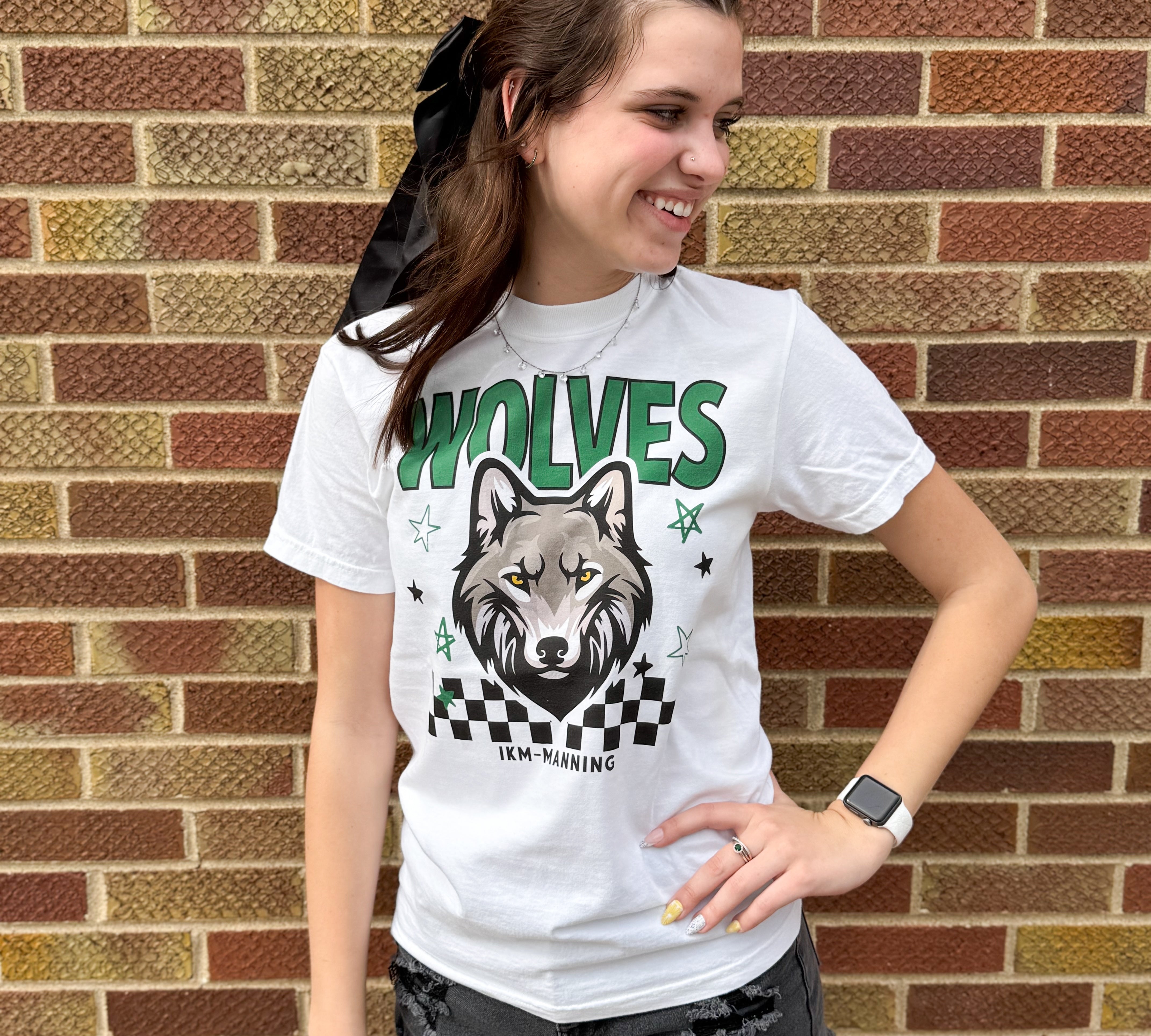 Checkered Wolves Mascot Tee