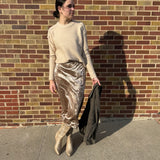 Crushed Velvet Ditsy Floral Maxi Skirt