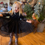 Kids Black Velvet Tutu Dress