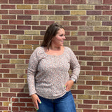 Plus Thermal Floral Button Henley LS