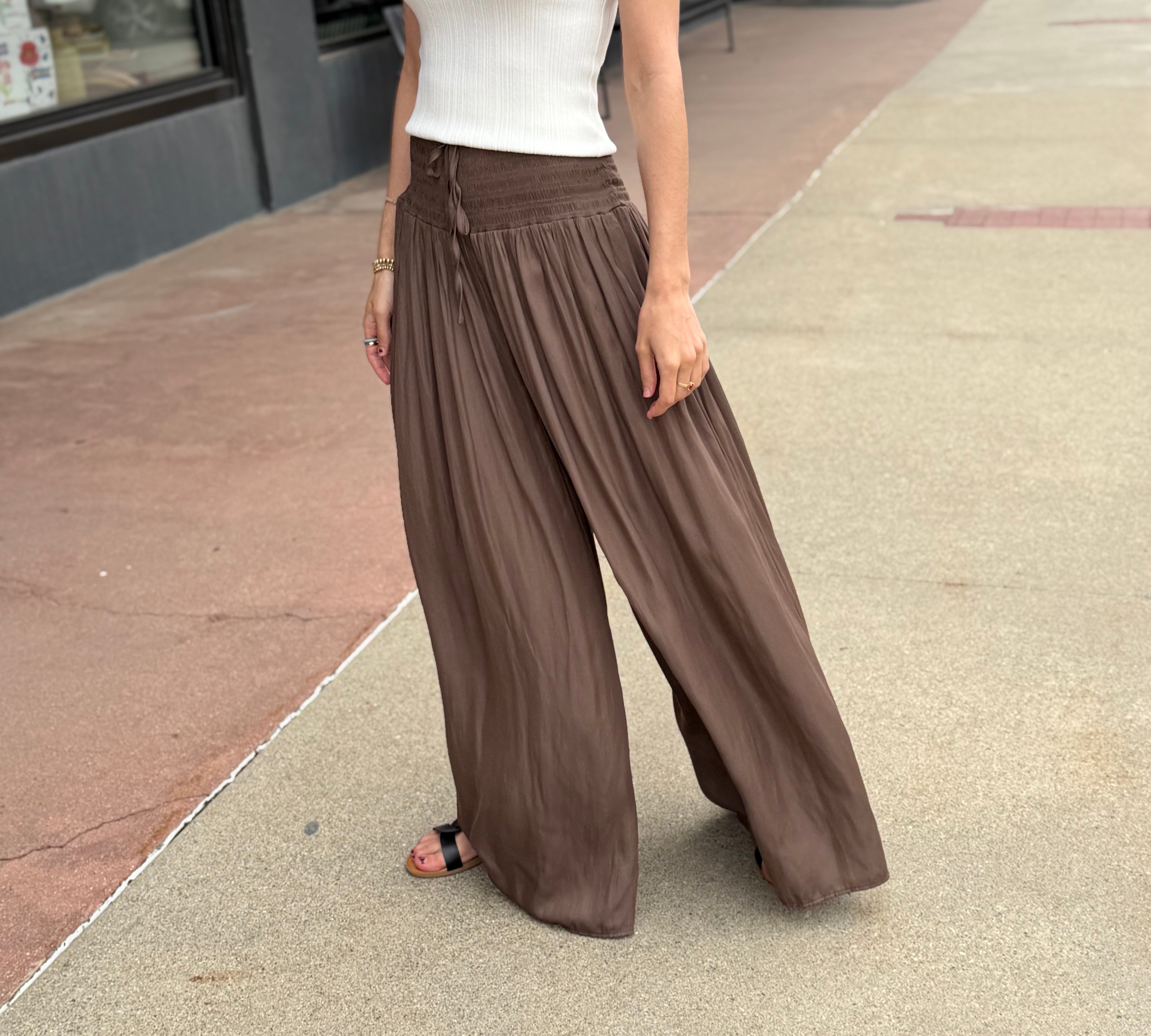 Smocked Wide Waist Resort Pants