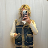Denim Faux Fur Lined Vest