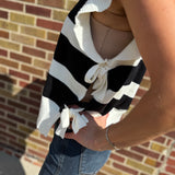 Bold Stripe Sweater Top w/Ruffled Sleeve