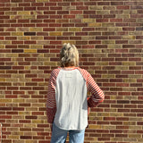 Oversized Floral & Stripe Knit Top