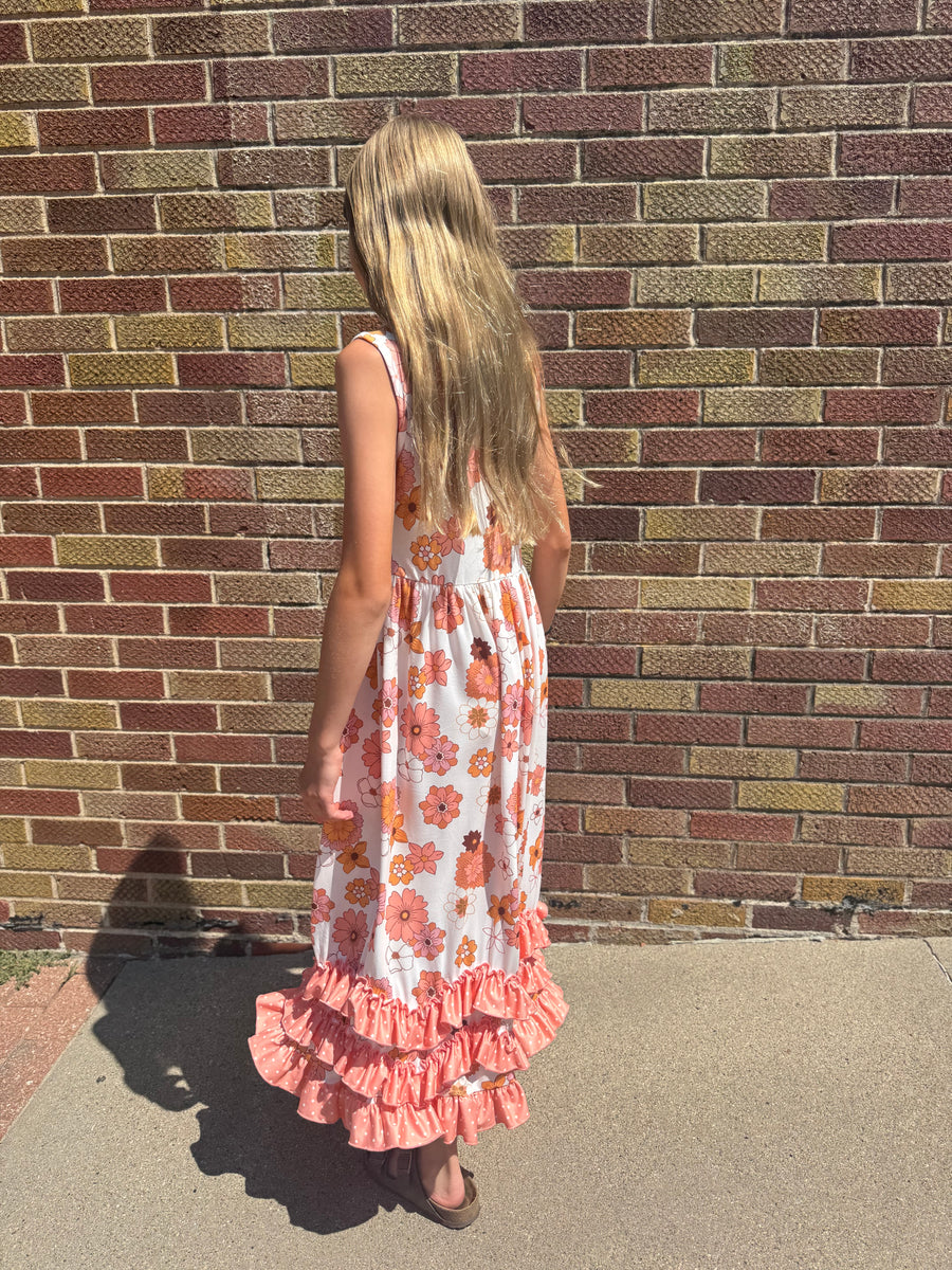 Girls Tiered Terra Cotta Dress