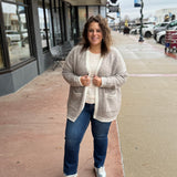 Open Front Cardigan with Stitching Detail