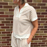 Stripe Half Zip Knit Top