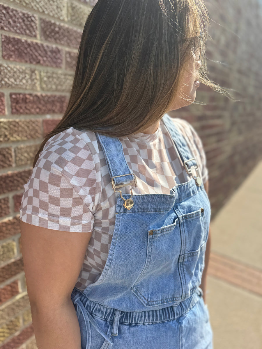 Side Tie Short Overalls