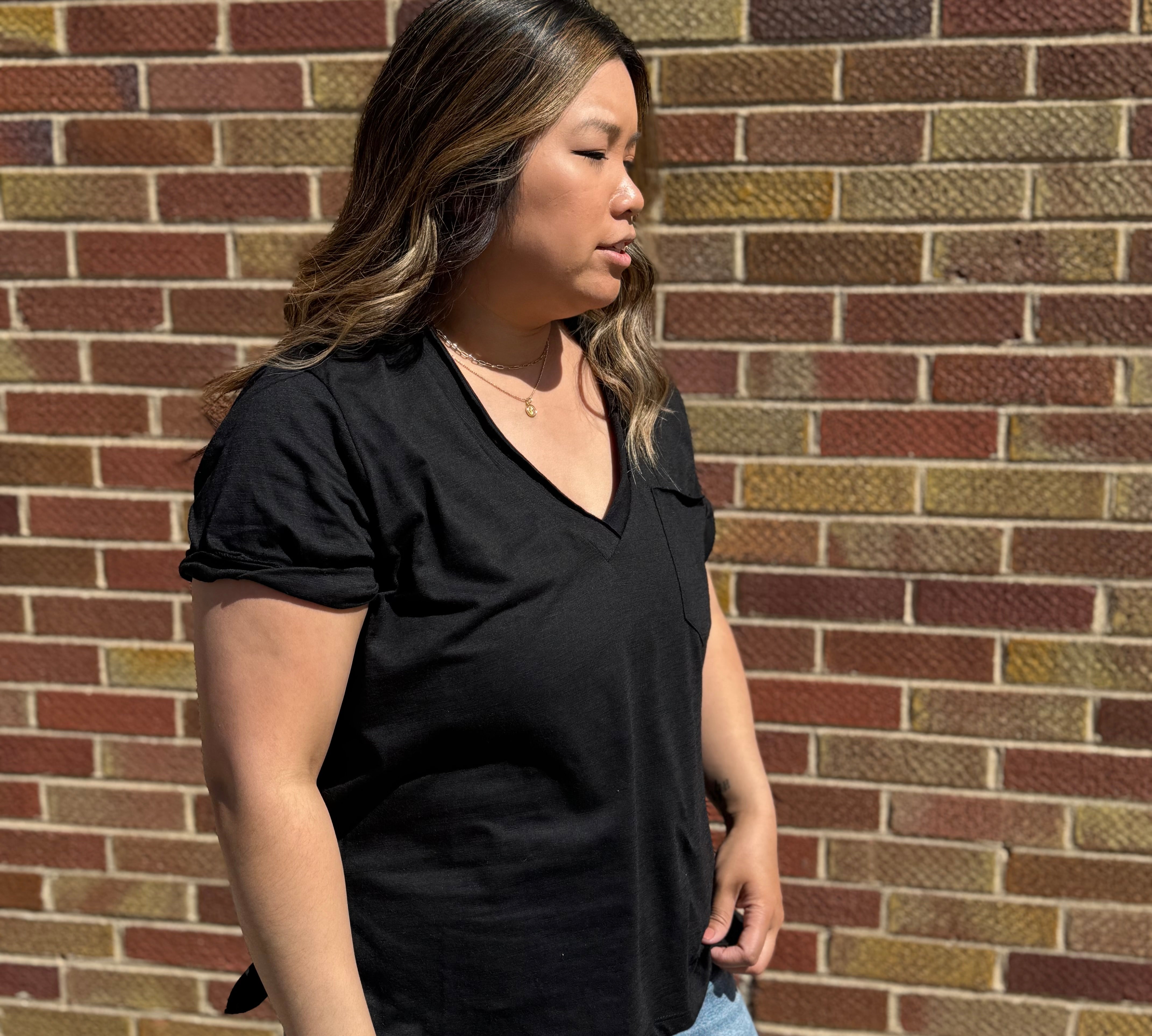 Zoie V-Neck Short Sleeve Top