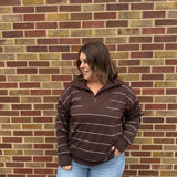 Plus Stripe Modal Quarter Zip Pullover