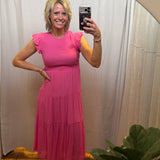 Smocked Tiered Midi Dress