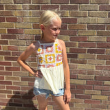 Girls Crochet Paneled Babydoll Tank