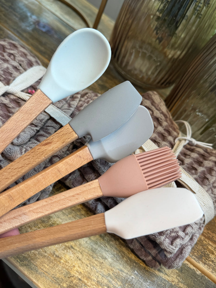 Silicone Wood Mini Kitchen Utensils