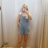 Ruffle Sleeve Denim Romper