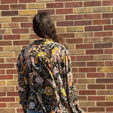 V Neck Black Floral Print Top