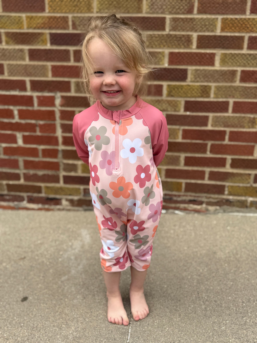 Kids Floral Long Sleeve Swimsuit