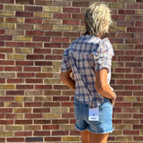 Plaid Ruffled Sleeve Button Down Shirt