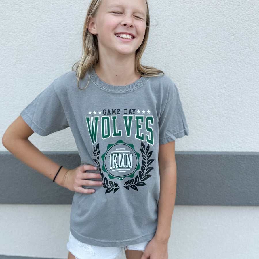 IKM-Manning Wolves Youth Wreath Team Monogram Spirit Tee