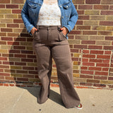 Plus Judy Blue Brown Wide Leg Jeans