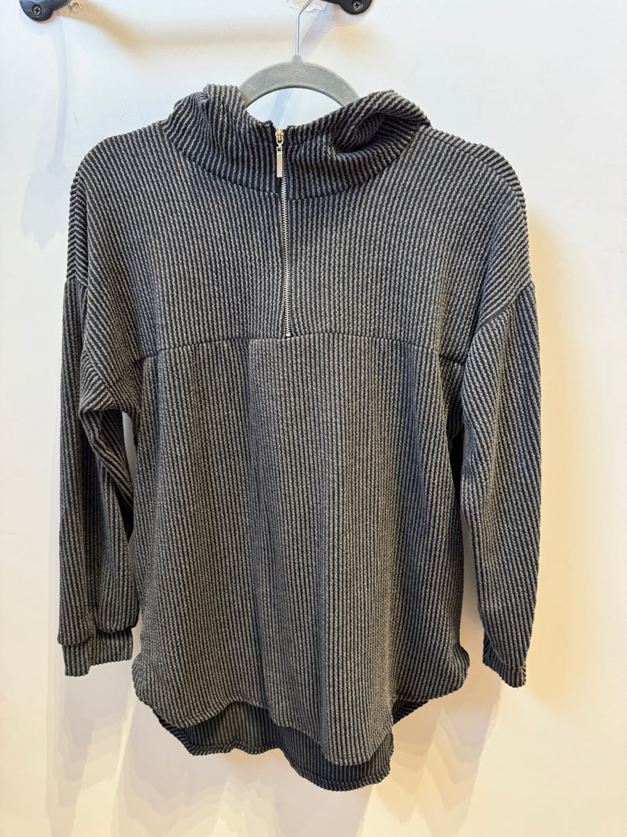 Plus Ribbed Quarter Zip Top