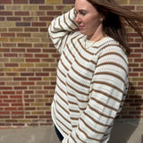 Plus Striped Round Neck Sweater