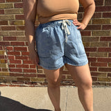 Tie Front Casual Denim Shorts