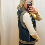 Denim Faux Fur Lined Vest