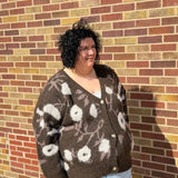 Plus Floral Jacquard Cardigan