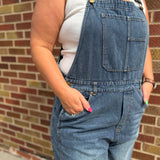 Plus Vintage Washed Denim Barrell Overalls