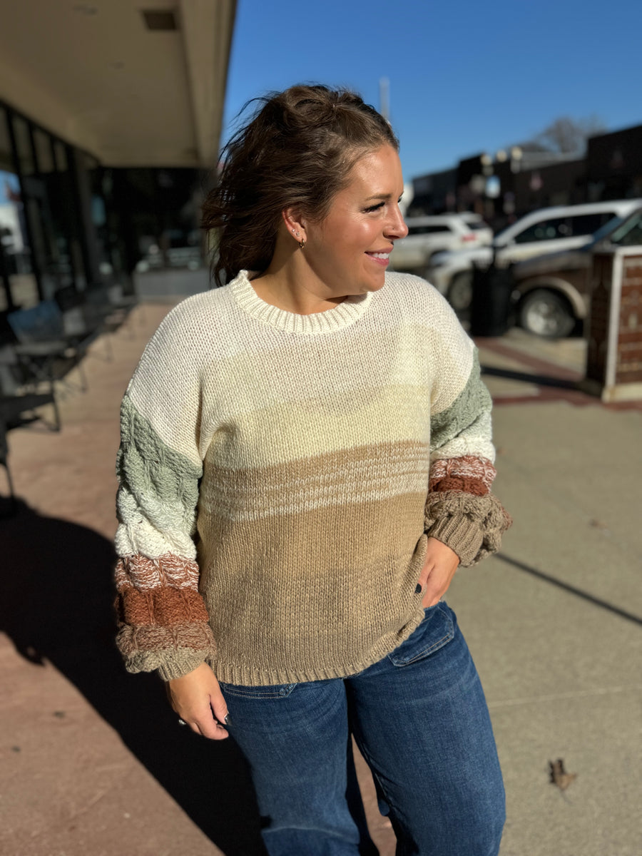 Puff Sleeve Ombre Sweater