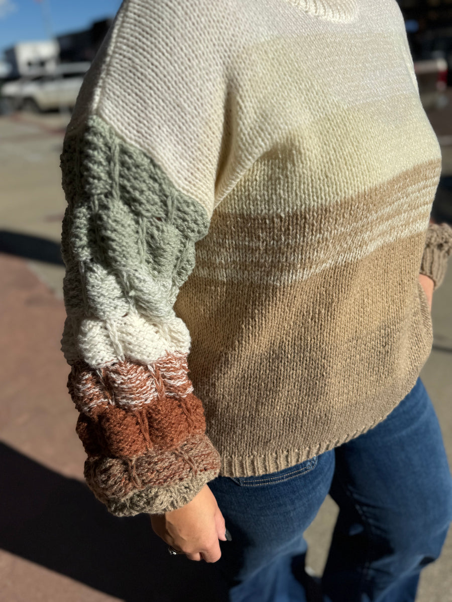 Puff Sleeve Ombre Sweater