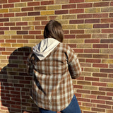 Zip Up Plaid Hoodie Shacket