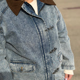 Contrast Collar Washed Denim Jacket