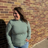 Plus Striped Turtle Neck