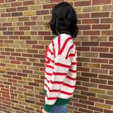 Christmas Theme Stripe Knit Top